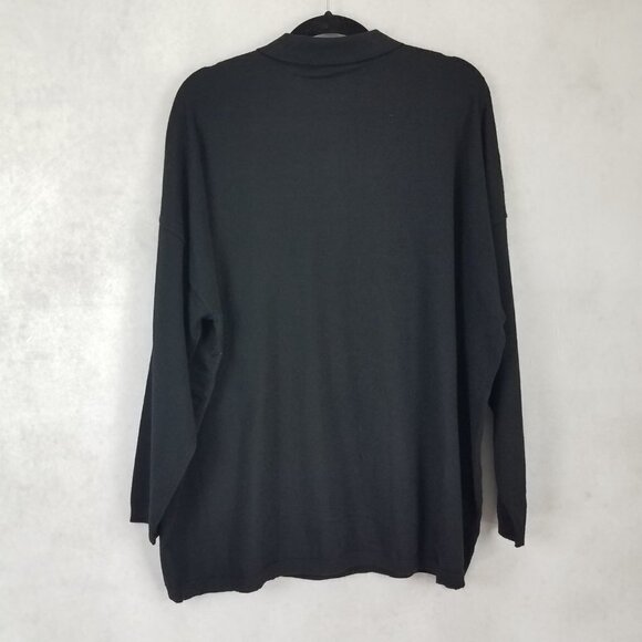 NEW RDI Nordstrom Men's Size XL 1/4 Button front Knit Sweater Pullover Black - Picture 3 of 7